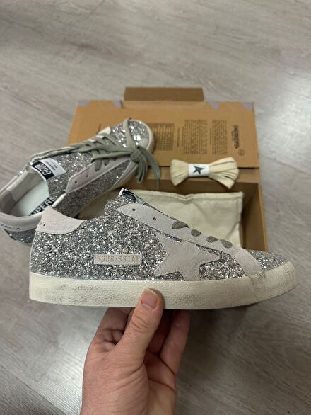 Golden Goose Deluxe Gümüş Simli Sneaker