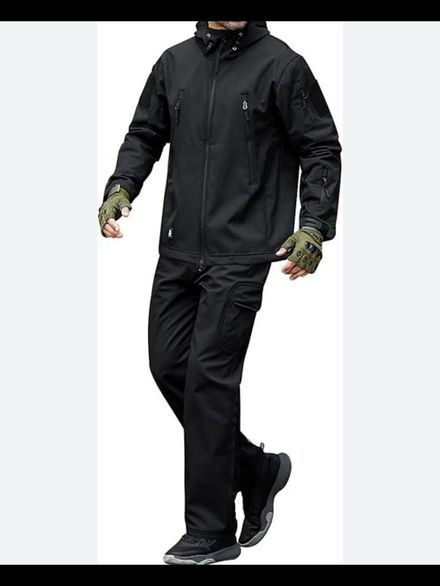 Siyah Softshell Mont ve Kargo Pantolon
