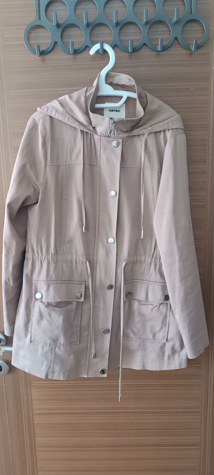 Kapüşonlu Bej Koton Parka