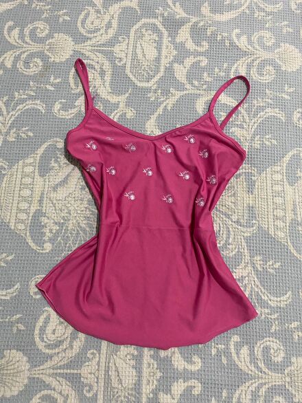 Pembe Desenli Askılı Bluz