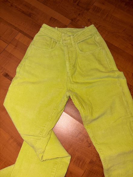 Ragged Neon Yeşil Kadife Pantolon