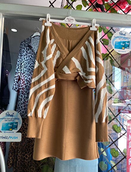 Zara Zebra Desenli Triko İkili Takım