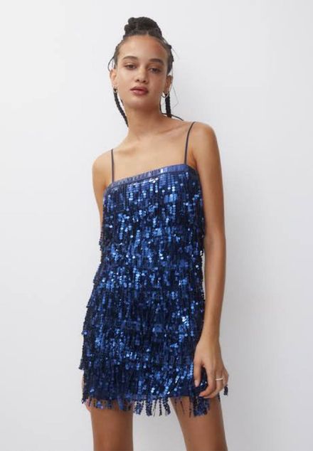 Pull & Bear Pullu Lacivert Elbise