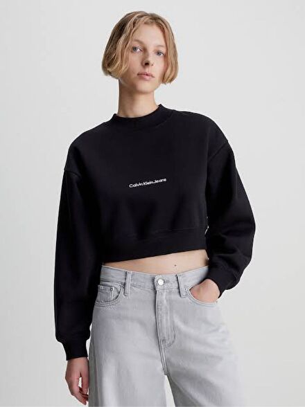 Calvin Klein Siyah Crop Sweatshirt