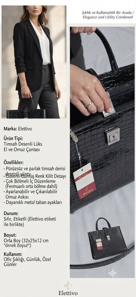 Elettivo Timsah Desenli Çanta