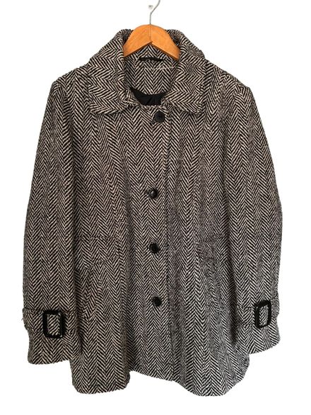 vintage oversize desenli kaban mont ceke