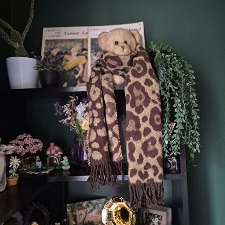 leopar desenli y2k atkı
