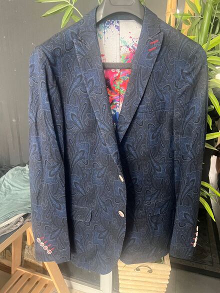 Lacivert Desenli Blazer Ceket