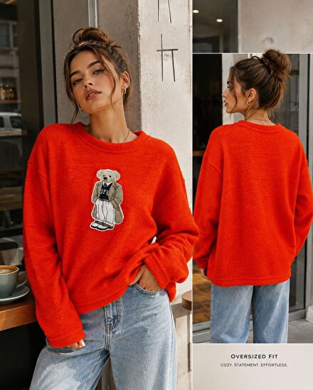 Ralph Lauren Tarzı Turuncu Hoodie