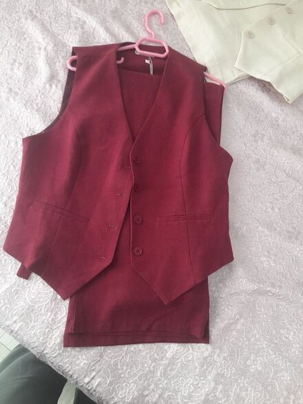 Bordo Yelek ve Pantolon Takım