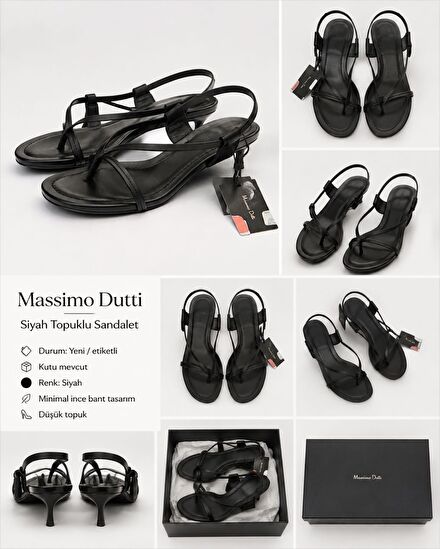 Massimo Dutti Siyah Topuklu Sandalet