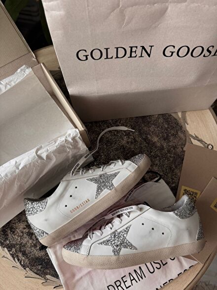 Golden Goose Beyaz Gümüş Sneaker