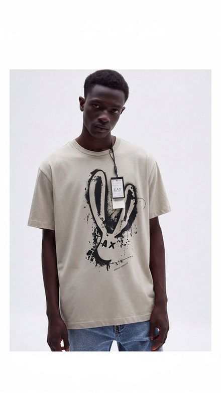 Emporio Armani Krem XL Pamuklu Tshirt
