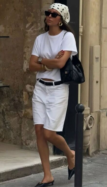 Pull&Bear Beyaz Kot Bermuda Şortolon