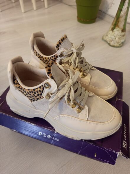 Sneaker Bej Leopar Desenli
