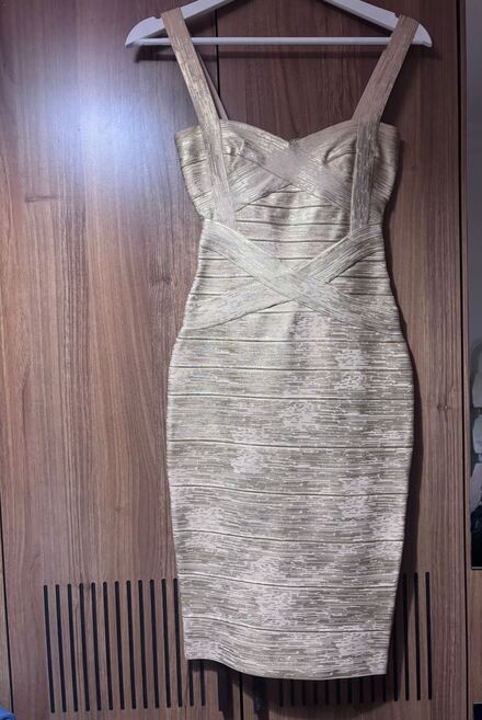 Herve Leger Gold Rengi Mini Elbise