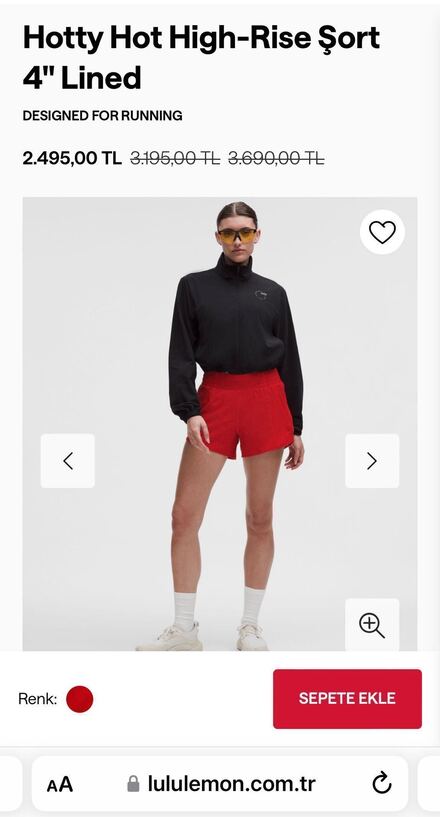 Lululemon Kırmızı Spor Şort