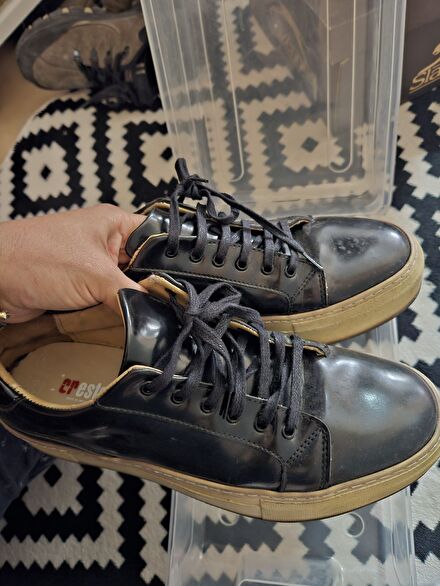 Siyah Deri Sneaker Erkek Ayakkabı