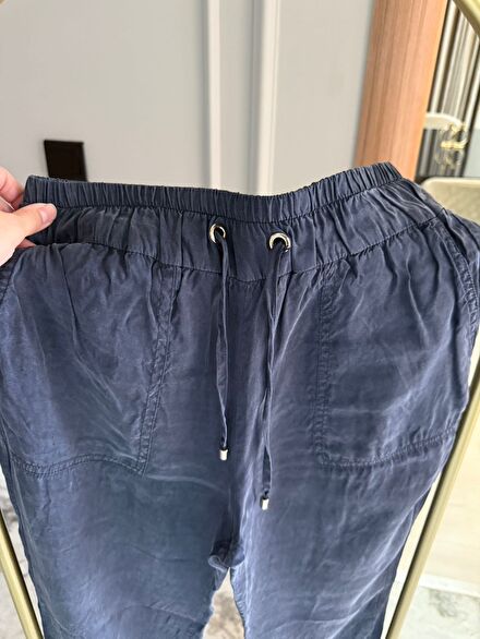 Network tencel kumaş keten pantolon