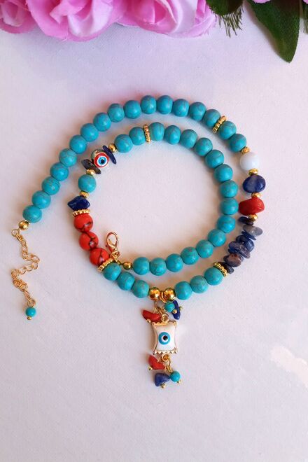 Firuze Mercan Lapis Nazar Kolye