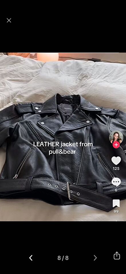 Pull & Bear hakiki Deri biker ceket