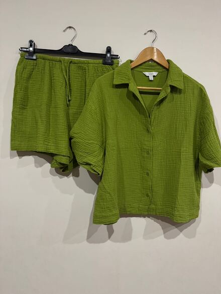 M&S Yeşil Pamuklu Müslin Şort Takım M/L