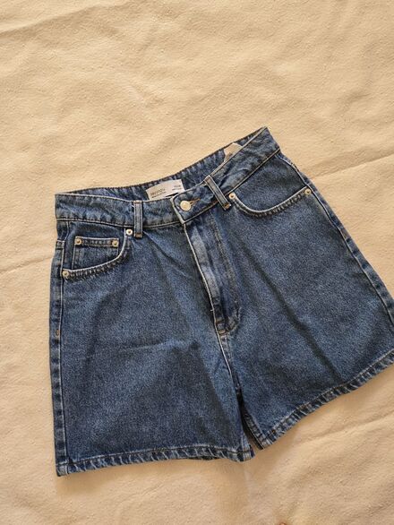beyyoğlu denim yüksek bel jean şort pamu