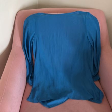 Zara mavi sırt dekolteli bluz