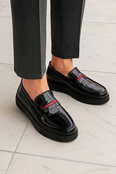 Siyah Rugan Loafer Ayakkabı