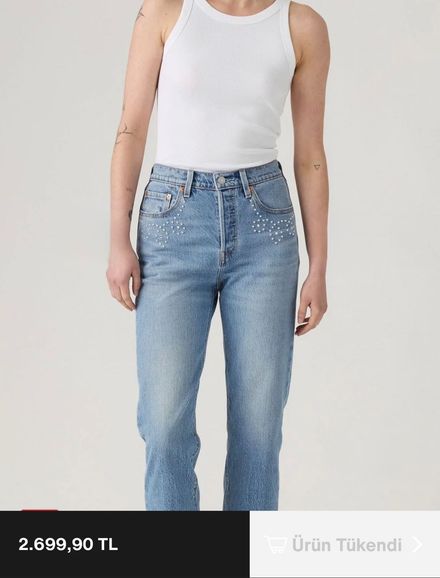 Levis 501 Crop Kot Pantolon Zımbalı