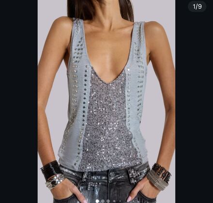 jaded londonPullu Detaylı Gümüş Tank Top