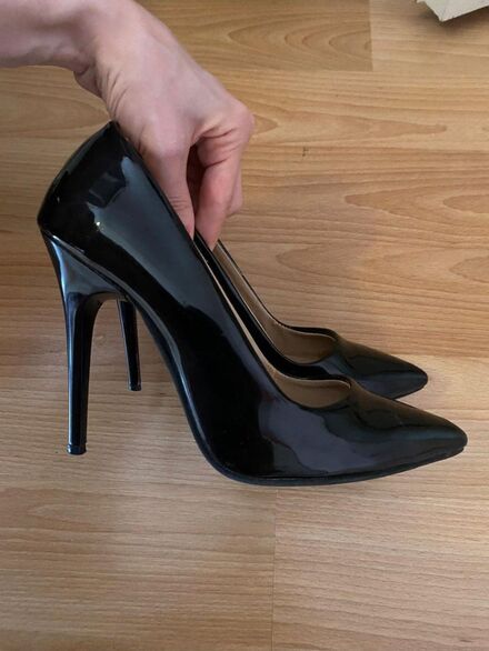 Siyah Rugan Topuklu ayakkabı - Stiletto