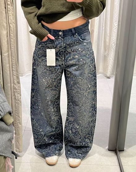 zara taşlı jean viral