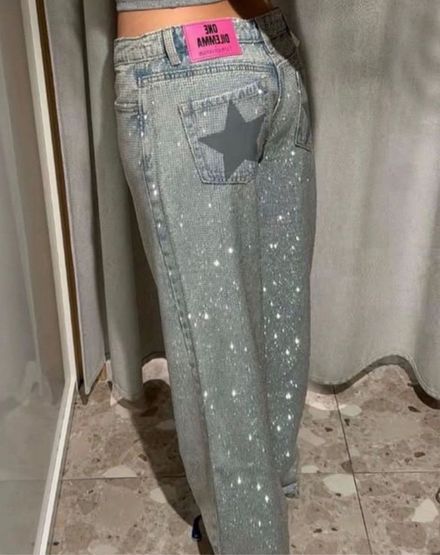 Viral Işıltılı Kot Pantolon