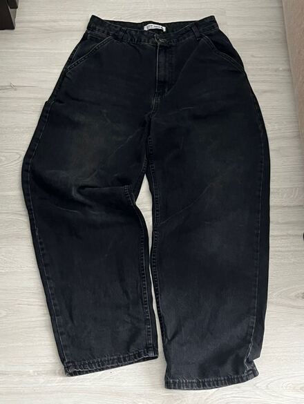 Siyah Bol Kesim Jean Pantolon