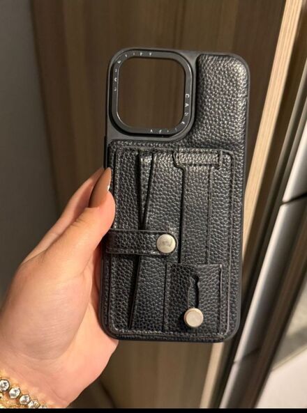 Apple Siyah Deri Kartlıklı Tlf kılıfı