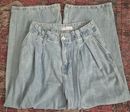 Mavi Geniş Paça Jean Pantolon Bershka