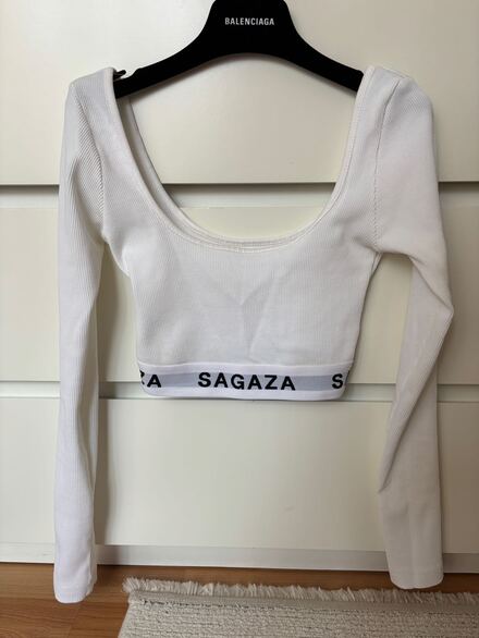 Sagaza Beyaz Crop Bluz