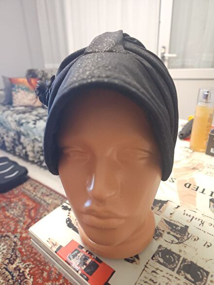 Siyah Simli Şal/Eşarp