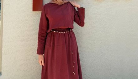 Bordo Tesettür takım