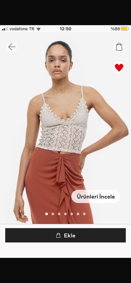 H&M Krem Dantel Detaylı Büstiyer