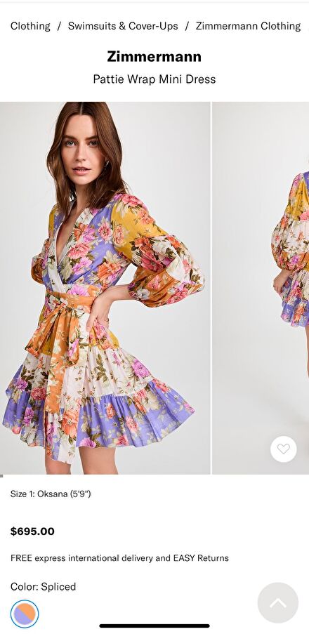 Orijinal Zimmermann, wrap elbise