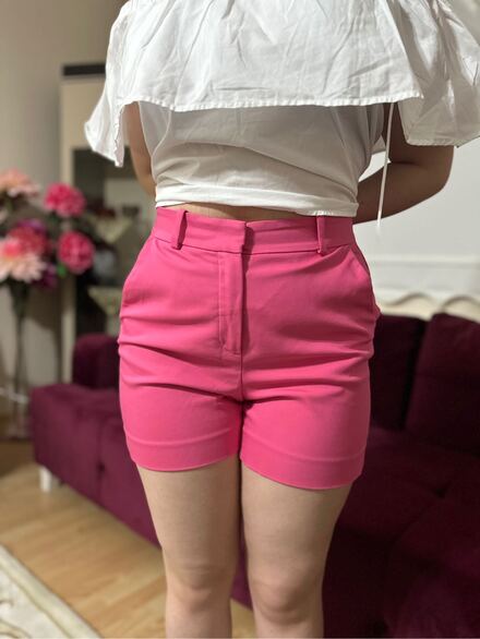 Pembe Yüksek Bel Şort