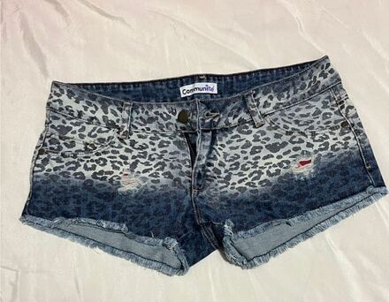 Leopar Genç Kız Mini Kot Şort