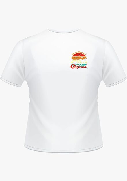 Beyaz Kaliforniya Baskılı T-Shirt