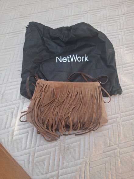 Network Deri Bağcıklı Omuz Çantası
