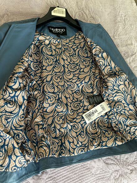 Derimod -Mavi Deri Ceket-%100 deri-SMALL