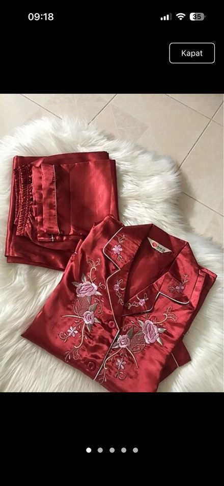 American Vintage Kırmızı Nakışlı Pijama