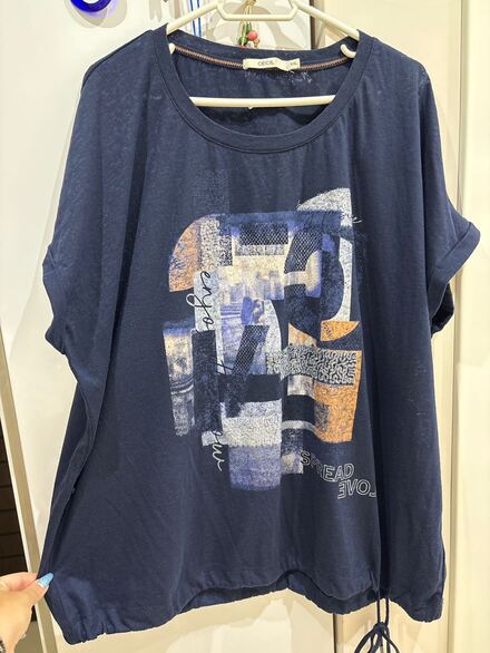 Lacivert Baskılı Tişört 👕 Bluz