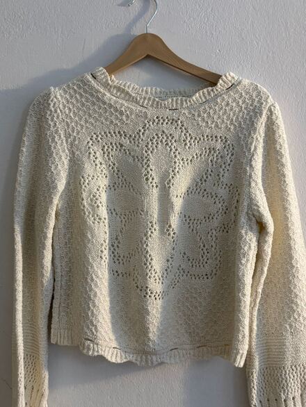 Anthropologie Krem Crochet Triko Kazak